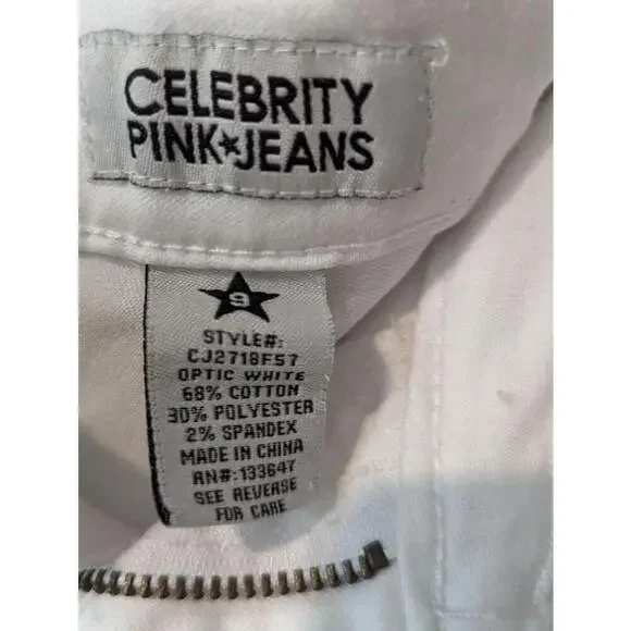Women's Celebrity Pink White Skinny Jeans Size 9 - Picture 2 of 6